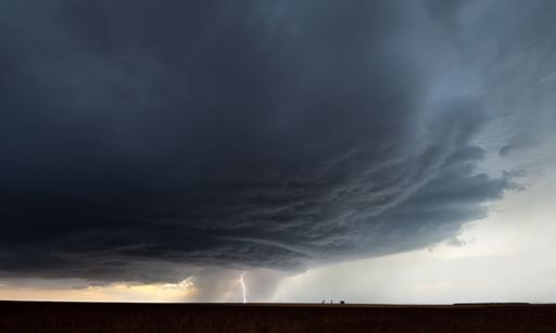 A scenic view of a night storm in the cloudy sky in Texas