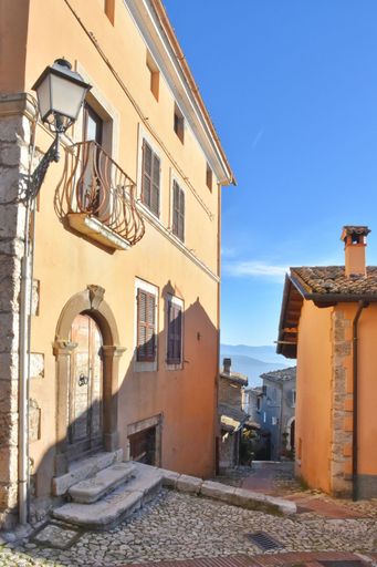 A narrow street in Veroli, a village in the Lazio region of Italy