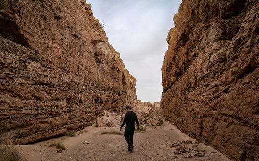 Double Negative, a land art installation by Michael Heizer, is a canyon of constructed negative space in the southern Nevada desert.