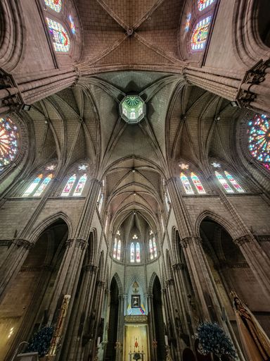 A beautiful shot of the interior of La Basilica cathedral in Quito, Ecuador