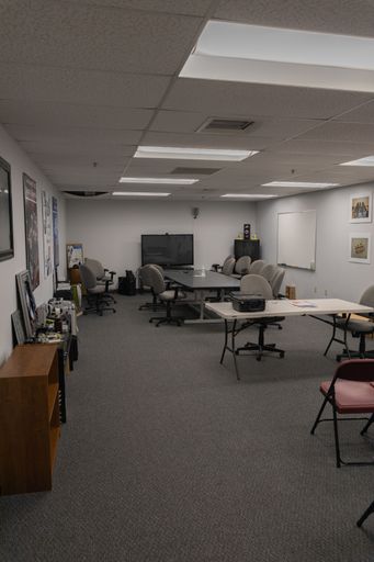 A vertical shot of a commercial building interior for manufacturing or office space