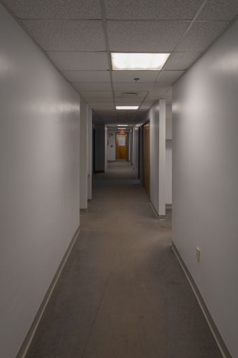 An office hallway in a commercial building
