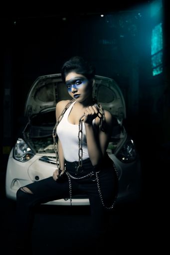 High fashion portrait garage photoshoot