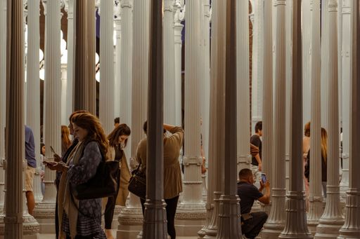 A view of people inside building of Museum of Art in Los Angeles
