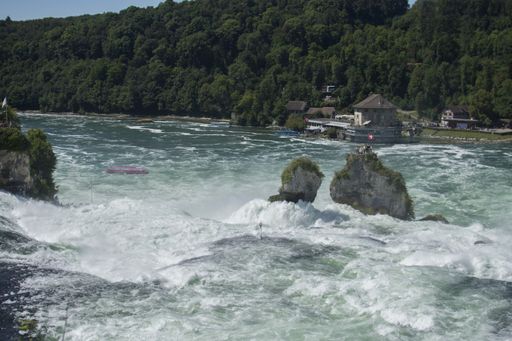 The beautiful view of the Rhine Falls in Switzerland