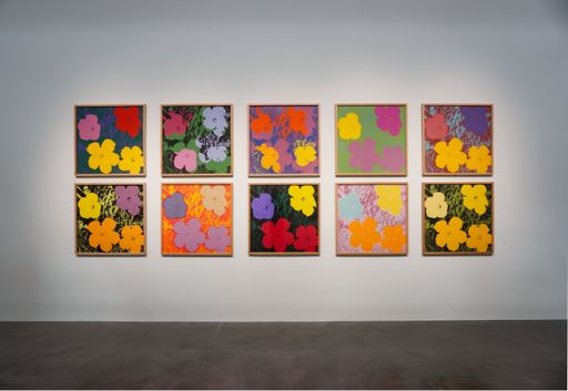 A display of Andy Warhol's pop art at a gallery