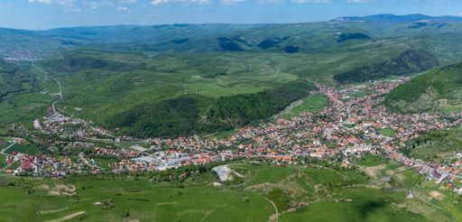 Praid resort - Romania seen from above, village, spring