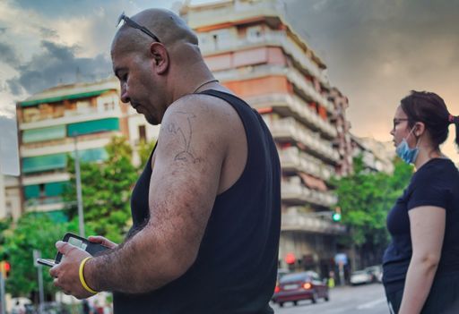 People on street during COVID-19 pandemic in Barcelona,Spain. Coronavirus Crisis.