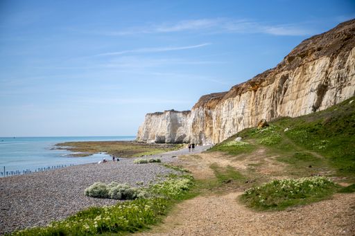 Beautiful Newhaven beach in early summer, East Sussex, UK