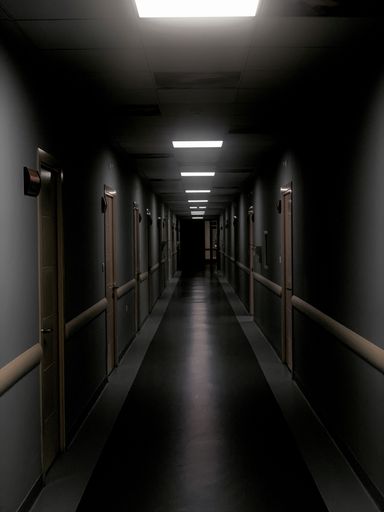 A vertical shot of a beautiful hospital at the dark night