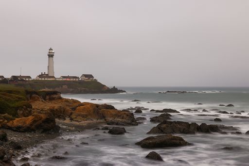 A beautiful shot of Pigeon Point Lighthouse on a gloomy day