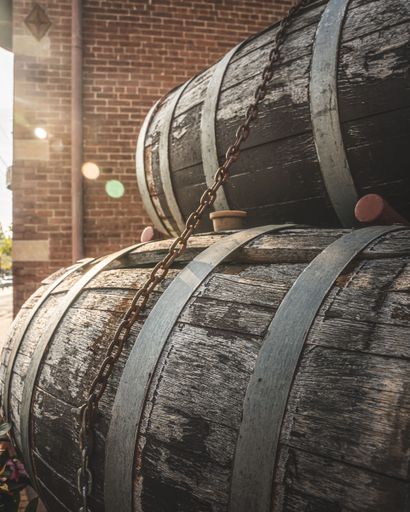 The old wine barrels in Hermann, Missouri, USA