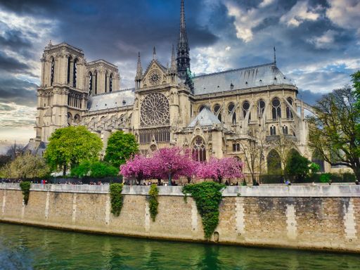A beautiful shot of the Notre-Dame Cathedral in Paris France under a cloudy sky