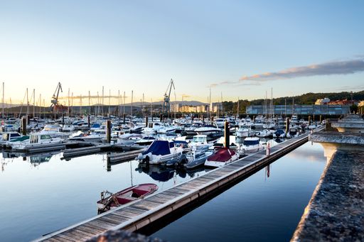 Panoramic of the nautical port of Villagarcía de Arousa in Pontevedra, Galicia