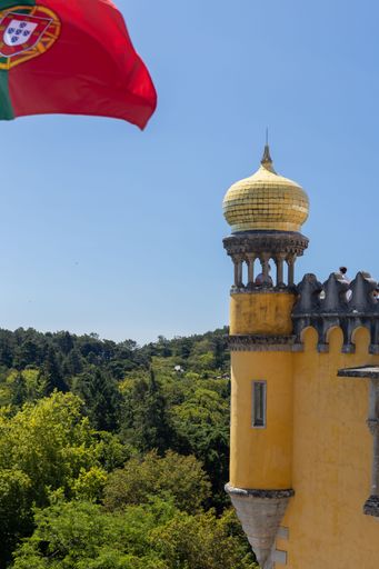 A vertical shot of tower of Pena National Palace in Sintra