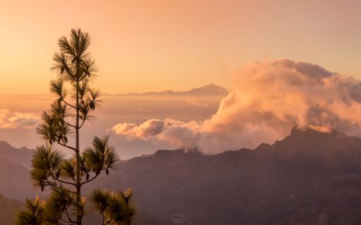 The beautiful clouds in Roque Nublo, Gran Canaria, Canary Islands
