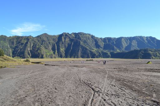 The Mount Bromo active somma volcano and part of the Tengger mountains in East Java, Indonesia