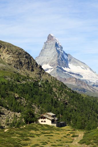A vertical shot of a mountain in Matterhorn Zermatt, Switzerland