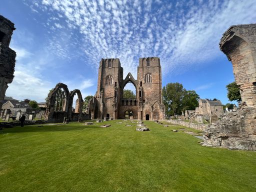 A stunning shot of the ruins of Elgin Cathedral on a sunny day