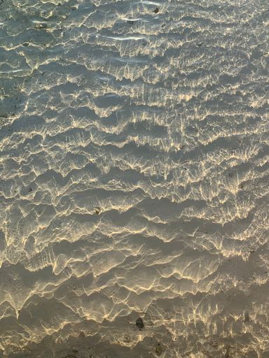 A vertical shot of clear ocean water surface with reflections