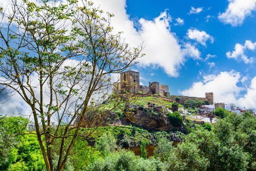 A beautiful view of Retama Park and the castle of Alcala de Guadaira in Seville, Spain