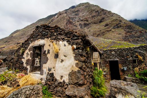 Exterior of Abandoned Stone Made Houses In a Medieval Village El Hierro Island Spain