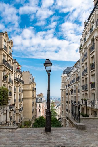 Paris, typical cobblestone street of Montmartre