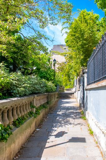 Paris, typical cobblestone street of Montmartre