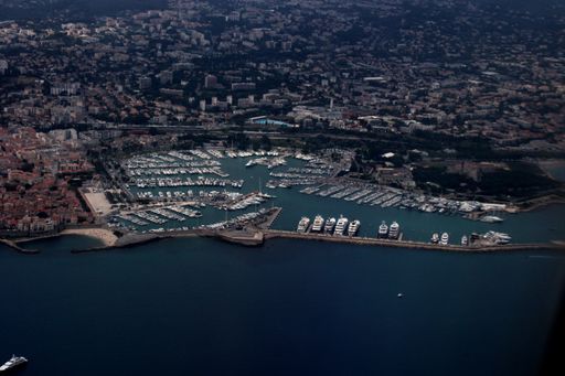 A beautiful bird's eye view of harbor and cityscape