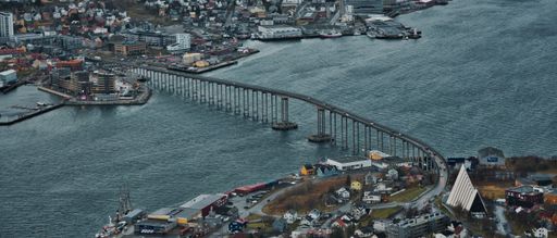 A panoramic shot of the Tromso was photographed from the mountain Fjellheisen. Norway