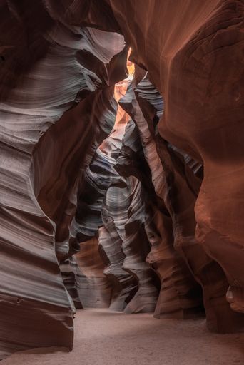 A beautiful shot of the inside of a cave with gorgeous textures in Antelope Canyon, USA
