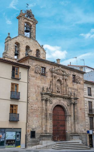 Plateresque facade of the 12th-century church of San Martin de Tour in Salamanca, Spain