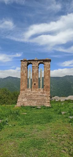 A vertical shot of a beautiful historical monument of Odzun, Lori region, Armenia