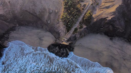 A top down shot on the path you need to get down to the beach