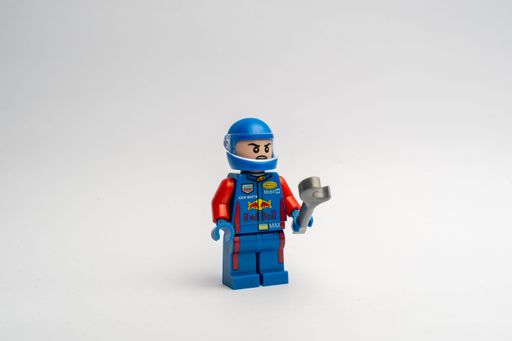 A closeup shot of a car monteur's mini-figure with wrench