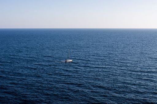 A sailboat in the Adriatic Sea near Dubrovnik, Croatia