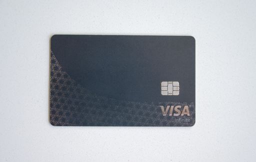 A top view of Infinity black Visa credit card