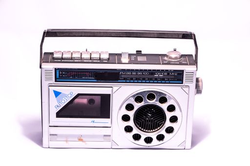 Old Retro Vintage 70's Radio on a White Background