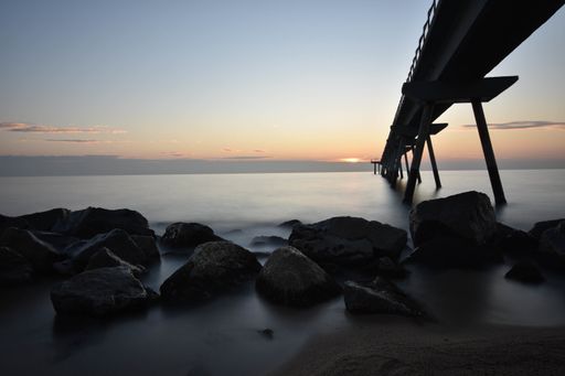 A breathtaking shot at the Pont Del Petroli Badalona Spain during sunset