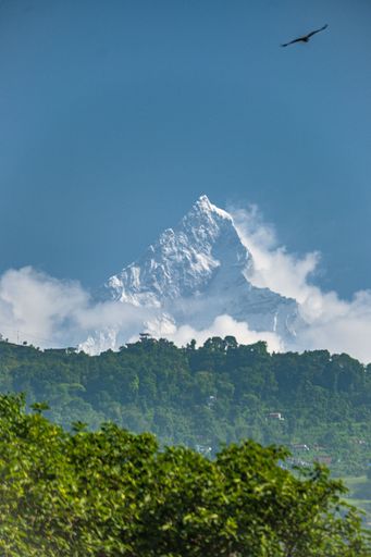 Mt. Machhapuchhare also known as Fishtail view from Phewa Lake, Pokhara, Nepal