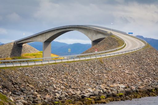A beautiful shot of the Storseisundet Bridge on the Atlantic Highway, Norway