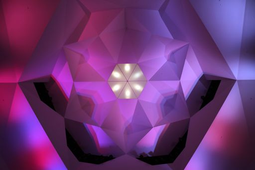 A beautiful shot of the inside of a kaleidoscope.