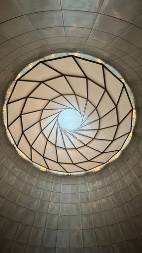 A vertical shot of the RCAF Hall of Tribute in Canadian aerospace museum memorial space in Ottawa