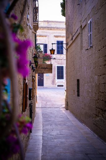 A narrow street of Mdina medieval city in Malta