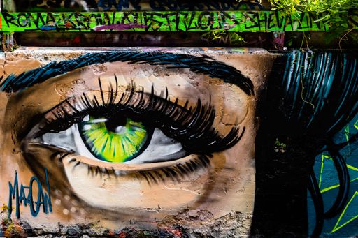 A closeup of graffiti on a wall in Trafalgar Lane, Brighton, England