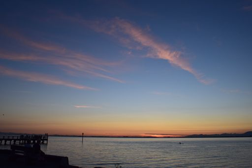 An aerial view of a beautiful sea during the sunset