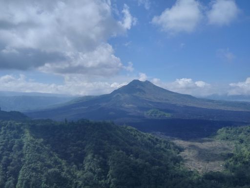 A beautiful shot of an active volcano Mount Batur