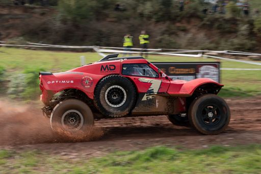 Red Optimus 4x2 Buggy prepared for the Dakar Rally
