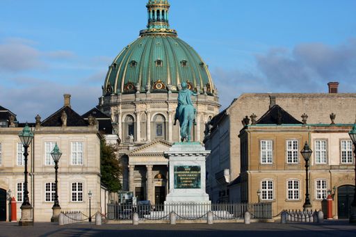 Sculpture of Frederik V on Horseback in Amalienborg Square in Copenhagen, Denmark