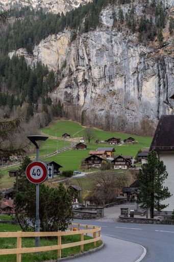 A vertical shot of a trail through the Jungfrau Region in the Swiss Alps